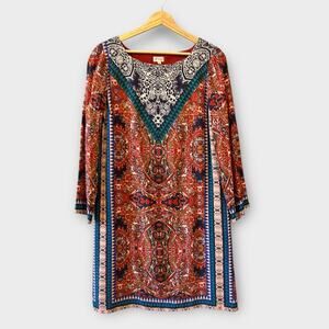 Cremieux Long Sleeve Bohemian Shift Dress Size 6